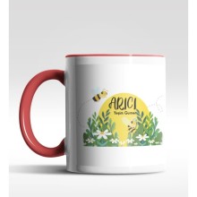 Kişiye Özel Arıcı Tasarımlı Kırmızı Kupa