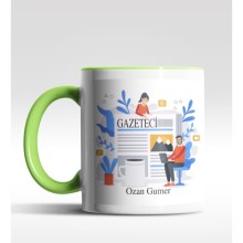 Kişiye Özel Gazateci Tasarımlı Yeşil Kupa
