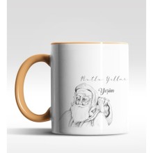 Kişiye Özel Noel Baba Mutlu Yıllar Tasarımlı Turuncu Kupa