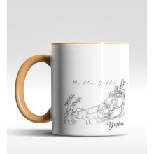 Kişiye Özel Mutlu Yıllar Noel Baba Tasarımlı Turuncu Kupa