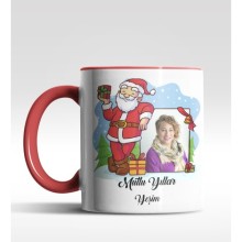 Kişiye Özel Mutlu Yıllar Fotoğraf Tasarımlı Kırmızı Kupa