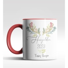 Kişiye Özel Hoş geldin 2022 Tasarımlı Kırmızı Kupa