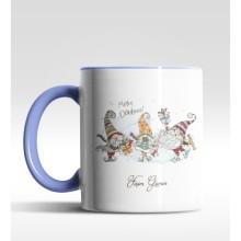 Kişiye Özel Gnome 3'lü Cüce Tasarımlı Mavi Kupa