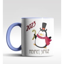 Kişiye Özel Penguen 2022 Tasarımlı Mavi Kupa