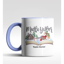 Kişiye Özel Mulu Yıllar Tasarımlı Mavi Kupa