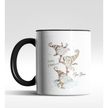 Kişiye Özel Gnome 3 Cüce Tasarımlı Siyah Kupa