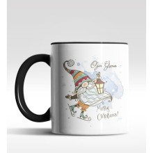 Kişiye Özel Gnome Patenli Cüce Tasarımlı Siyah Kupa