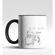 Kişiye Özel Noel Baba Mutlu Yıllar Tasarımlı Siyah Kupa