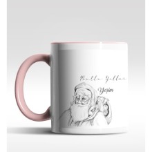 Kişiye Özel Noel Baba Mutlu Yıllar Tasarımlı Pembe Kupa