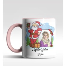 Kişiye Özel Mutlu Yıllar Fotoğraf Tasarımlı Pembe Kupa