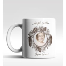 Kişiye Özel Kozalak Fotoğraf Tasarımlı Beyaz Kupa