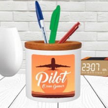 Kişiye Özel Kaptan Pilot Tasarımlı Seramik Kalemlik