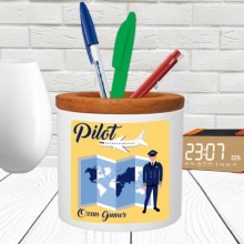 Kişiye Özel Pilot Tasarımlı Seramik Kalemlik