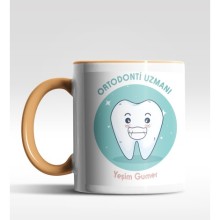 Kişiye Özel Ortodonti Uzmanı Tasarımlı Turuncu Kupa