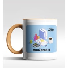 Kişiye Özel Muhasebeci Tasarımlı Turuncu Kupa