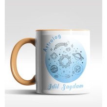 Kişiye Özel Astrolog 2 Tasarımlı Turuncu Kupa