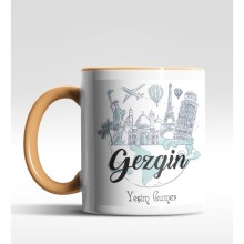 Kişiye Özel Gezgin Tasarımlı Turuncu Kupa