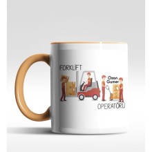 Kişiye Özel Forklift Operatörü Tasarımlı Turuncu Kupa