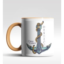 Kişiye Özel Denizci Tasarımlı Turuncu Kupa