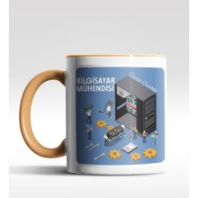 Kişiye Özel Bilgisayar Mühendisi Tasarımlı Turuncu Kupa