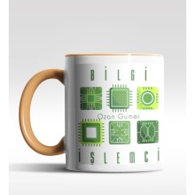 Kişiye Özel Bilgi İşlem Tasarımlı Turuncu Kupa