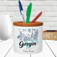 Kişiye Özel Gezgin Tasarımlı Seramik Kalemlik
