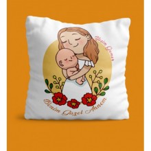 Kişiye Özel Benim Güzel Annem Tasarımlı Yastık - Yastık Kılıfı