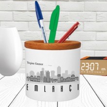 Kişiye Özel Emlakçı Tasarımlı Seramik Kalemlik