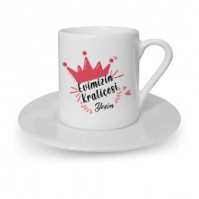 Kişiye Özel Evimizin Kraliçesi Tasarımlı Beyaz Kahve Fincanı