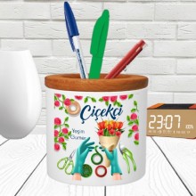 Kişiye Özel Çiçekçi Tasarımlı Seramik Kalemlik