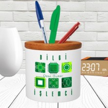 Kişiye Özel Bilgi İşlem Tasarımlı Seramik Kalemlik