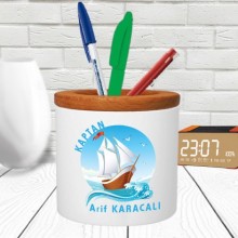 Kişiye Özel Kaptan 2 Tasarımlı Seramik Kalemlik