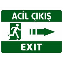 Acil Çıkış Tabelası (Sağ Yön Ok) - PVC