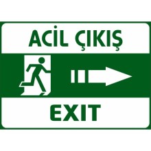 Acil Çıkış Tabelası (Sağ Yön Ok) - PVC