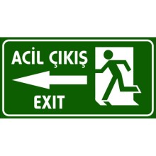 Acil Çıkış Tabelası (Sol Yön Ok) - Sticker