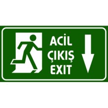 Acil Çıkış Tabelası (Aşağı Yön Ok) - Sticker