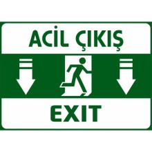 Acil Çıkış Tabelası (Aşağı Yön Ok) - Metal