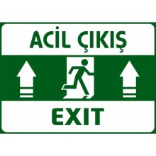 Acil Çıkış Tabelası (Yukarı Yön Ok) - Sticker