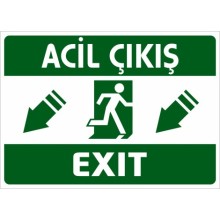 Acil Çıkış Tabelası (Sol Aşağı Yön Ok) - PVC