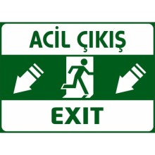 Acil Çıkış Tabelası (Sol Aşağı Yön Ok) - PVC