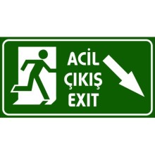 Acil Çıkış Tabelası (Sağ Aşağı Yön Ok) - Sticker