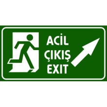 Acil Çıkış Tabelası (Sağ Yukarı Yön Ok) - PVC