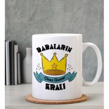 Kişiye Özel Babaların Kralı 2 Tasarımlı Beyaz Kupa