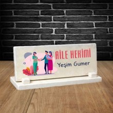 Kişiye Özel Aile Hekimi Temalı Doğal Taş Masa İsimliği