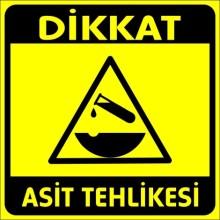 Dikkat Asit Tehlikesi Uyarı Tabelası - Sticker