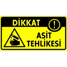 Dikkat Asit Tehlikesi 2 Uyarı Tabelası - Sticker