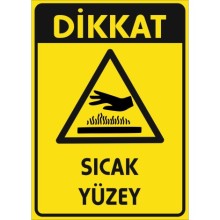 Dikkat Sıcak Yüzey 2 Uyarı Tabelası - PVC