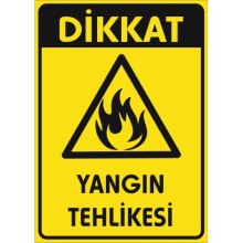 Dikkat Yangın Tehlikesi Uyarı Tabelası - PVC