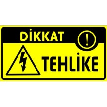 Dikkat Elektrik Tehlikesi Uyarı Tabelası - Metal