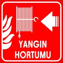 Yangın Hortumu Sola Ok Yardım Tabelası - Sticker